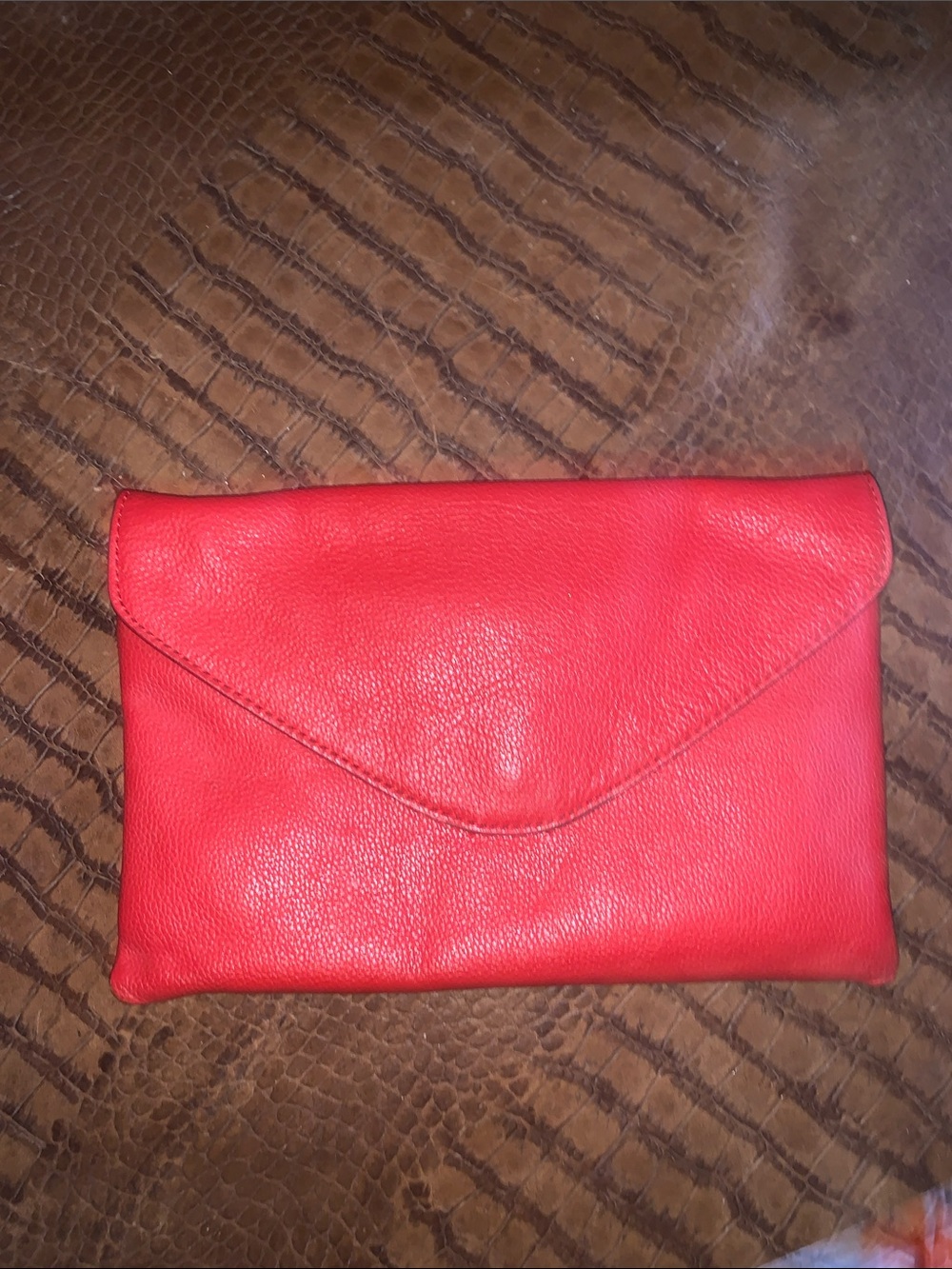 J. Crew Red Leather Envelope Clutch